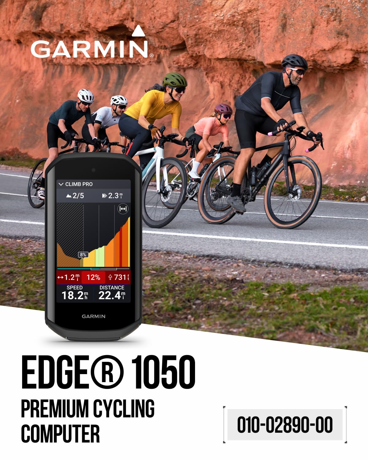 Wearable4U - Garmin Edge 1050 Premium Cycling Computer, Vivid Color Touchscreen Display, Built-in Speaker, Advanced Training with Power Bank Bundle