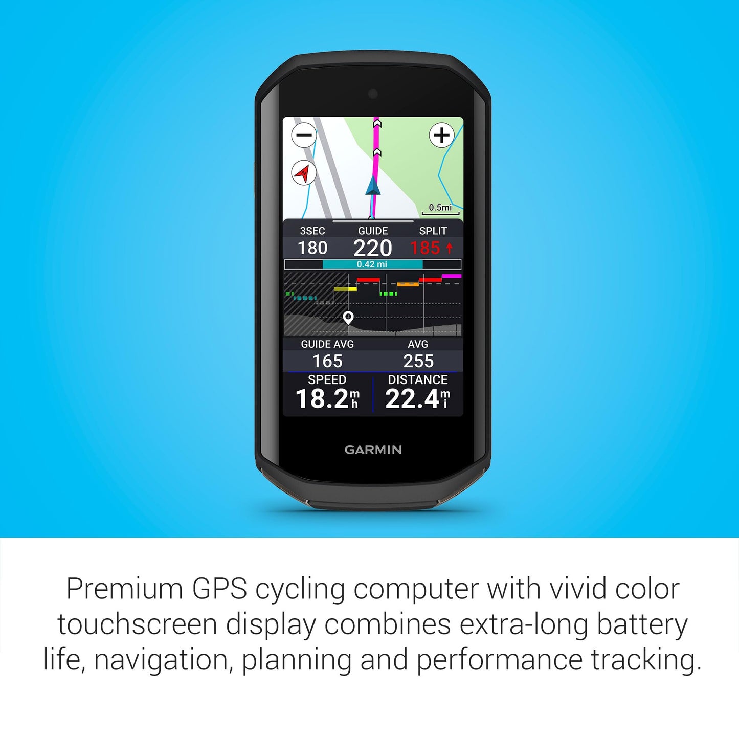 Garmin Edge® 1050, Premium Cycling Computer, Vivid Color Touchscreen Display, Built-in Speaker, Advanced Training and Group Ride Features, Road Hazard Alerts