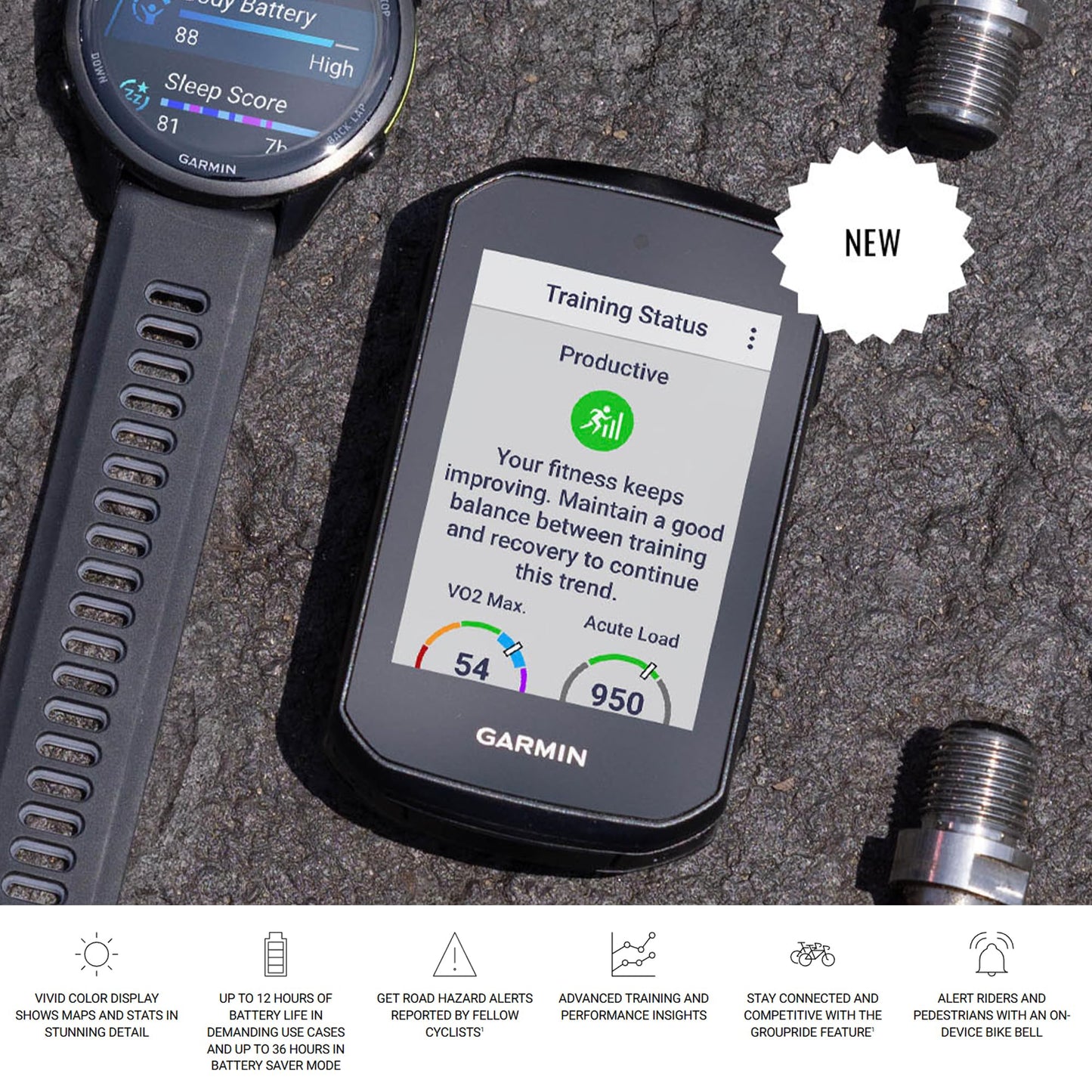 Garmin Edge 850, Compact GPS Cycling Computer, Vivid Color 2.7" Touchscreen Display, Bike-Specific Mapping, Advanced Training and Performance Insights Bundle